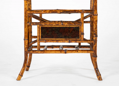 Anglo Japanese Bamboo Canterbury Table with Chinoiserie Panels Top