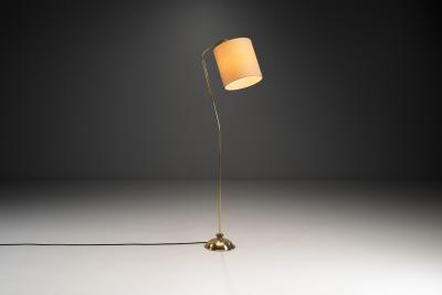 Angular Brass Floor Lamp with Spiral Decoration Finland 1950s