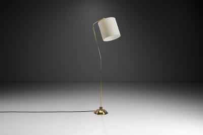 Angular Brass Floor Lamp with Spiral Decoration Finland 1950s