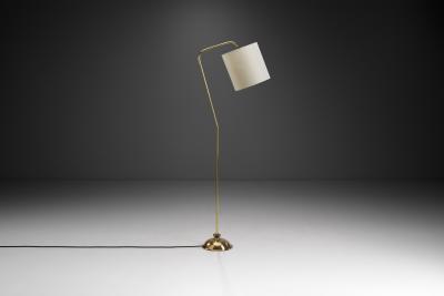 Angular Brass Floor Lamp with Spiral Decoration Finland 1950s