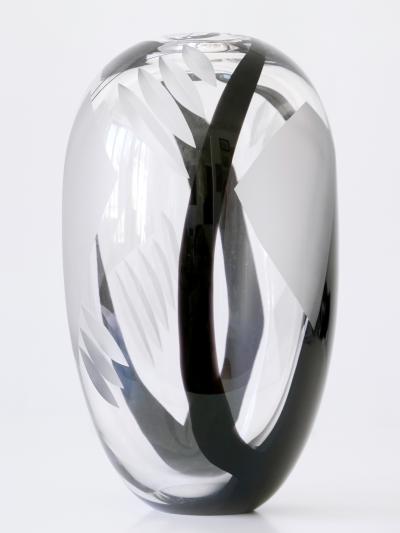 Anna Ehrner Unique Art Glass Vase by Anna Ehrer for Kosta Boda Sweden 1992 Signed