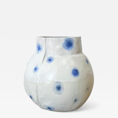 Anna Karin Bulbous Porcelain Vase with Blue Spots