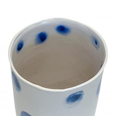 Anna Karin Handbuilt Porcelain Vase with Blue Dot Decoration