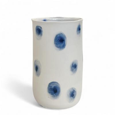 Anna Karin Handbuilt Porcelain Vase with Blue Dot Decoration