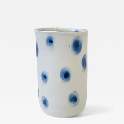 Anna Karin Handbuilt Porcelain Vase with Blue Dot Decoration