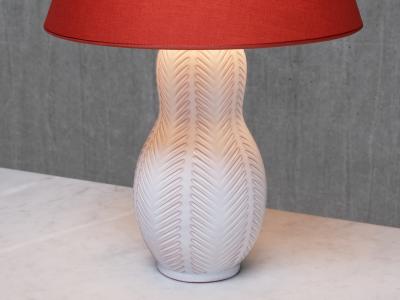 Anna Lisa Thomson Anna Lisa Thomson Feather Pattern Ceramic Table Lamp Upsala Ekeby Sweden 1940s