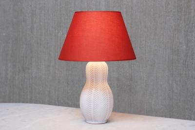 Anna Lisa Thomson Anna Lisa Thomson Feather Pattern Ceramic Table Lamp Upsala Ekeby Sweden 1940s