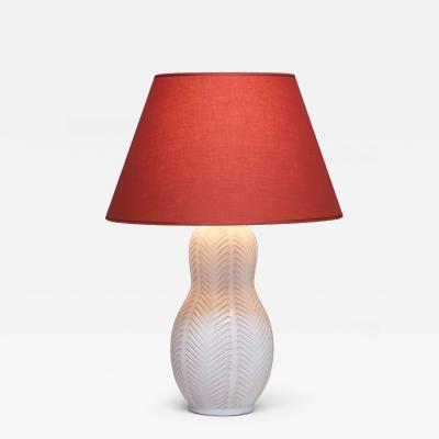Anna Lisa Thomson Anna Lisa Thomson Feather Pattern Ceramic Table Lamp Upsala Ekeby Sweden 1940s