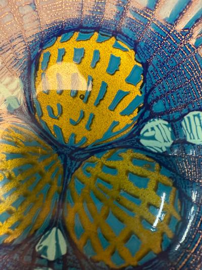 Annemarie Davidson Rare Annemarie Davidson Enamel Catch All Dish Blue Ghostline 1960s