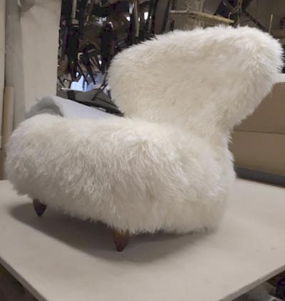 Annie Hieronimus Annie Hieronimus for Cinna Pair of Chair Covered in Mohair Faux Fur