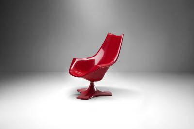 Antero Poppius Red Fibreglass Amicus Armchair by Antero Poppius Finland 1970s