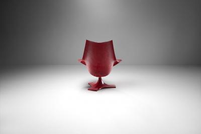Antero Poppius Red Fibreglass Amicus Armchair by Antero Poppius Finland 1970s