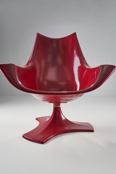 Antero Poppius Red Fibreglass Amicus Armchair by Antero Poppius Finland 1970s