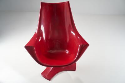 Antero Poppius Red Fibreglass Amicus Armchair by Antero Poppius Finland 1970s