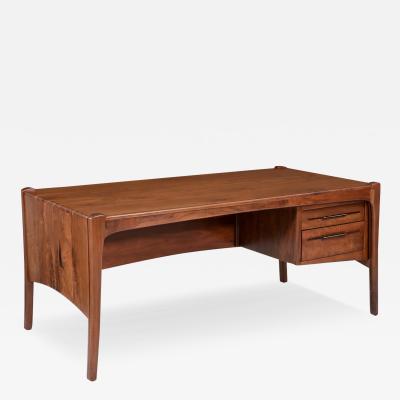 Anthony Kahn California Studio Sculpted Walnut Executive Desk by Anthony Khan