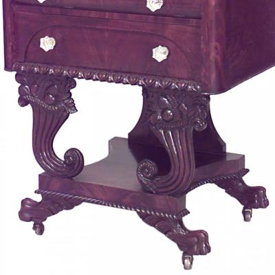 Anthony Quervelle American Empire Mahogany Flip Top Sewing Table