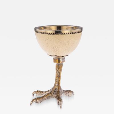 Anthony Redmile Anthony Redmile Ostrich Egg Box Mounted On Silver Plated Cup London c 1970