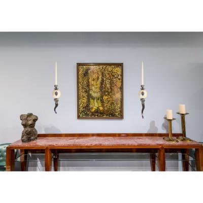 Anthony Redmile J Anthony Redmile Pair of Rare Ostrich Egg Wall Sconces 1970s Signed