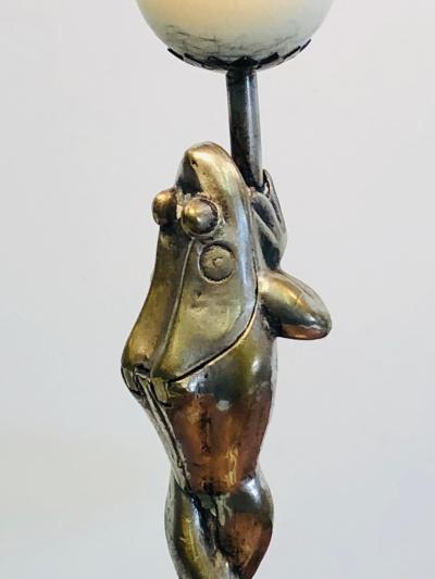 Anthony Redmile Rare Pair of Anthony Redmile Silver Plated Frog Candlesticks