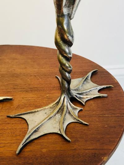 Anthony Redmile Rare Pair of Anthony Redmile Silver Plated Frog Candlesticks