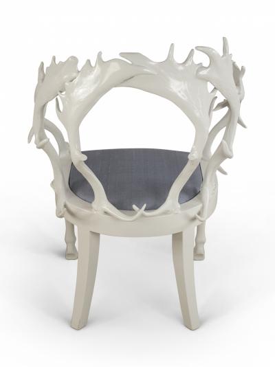 Anthony Redmile Set of 4 Redmile Post Modern English White Lacquered Fantasy Horn Chairs