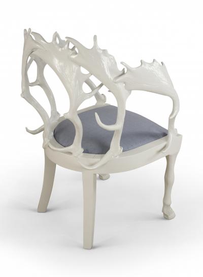 Anthony Redmile Set of 4 Redmile Post Modern English White Lacquered Fantasy Horn Chairs