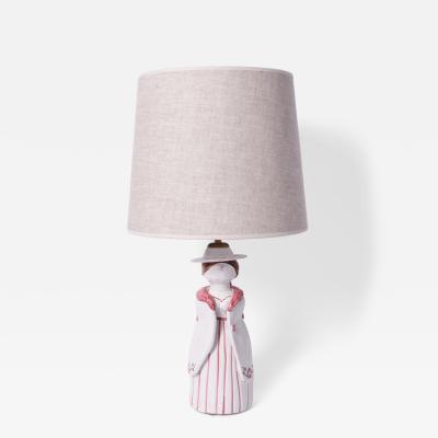 Anthropomorphic ceramic lamp representing a farmer woman Portugal 1950s