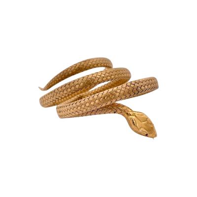 Antique 14K Triple Wrap Snake Bracelet