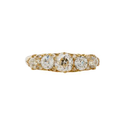 Antique 18K Gold and Diamond Five Stone Ring