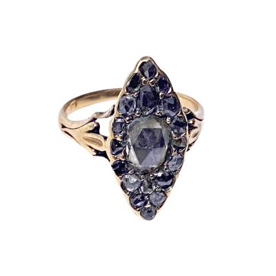 Antique 18K gold rose cut Diamond Ring C 1890 