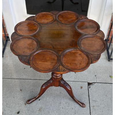 Antique 18c George III Style Carved Mahogany Tilt Top Supper Table