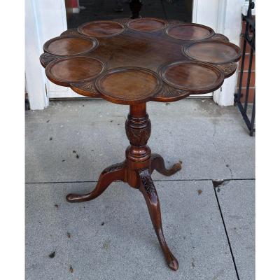 Antique 18c George III Style Carved Mahogany Tilt Top Supper Table