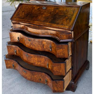 Antique 18th C Burl Walnut Dutch Secretary Desk