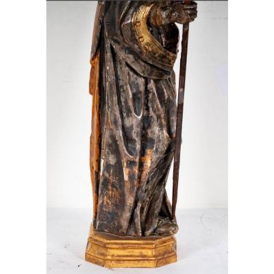 Antique 18th C Carved Painted Giltwood Figure of St Agustin