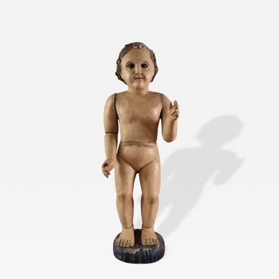 Antique 18th C Carved Spanish Colonial Jointed Santos Figure