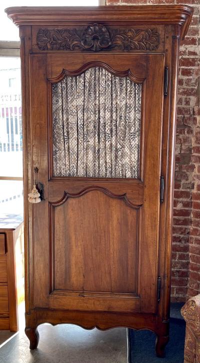 Antique 18th C French Country Fruitwood Bonnetierre Cupboard Cabinet
