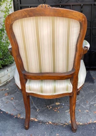 Antique 18th C French Provincial Carved Mahogany Fauteuil Arm Chair