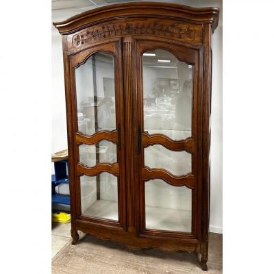 Antique 18th C French Provincial Showcase Cabinet Armoire