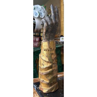 Antique 18th C Giltwood Hand Architectural Fragment Sculpture