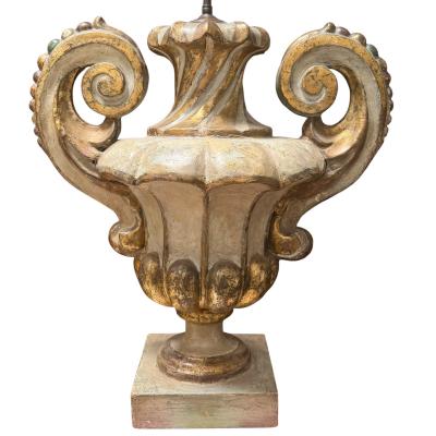 Antique 18th C Giltwood Urn Now a Table Lamp