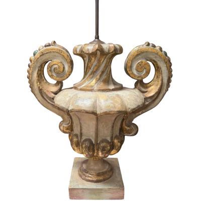 Antique 18th C Giltwood Urn Now a Table Lamp