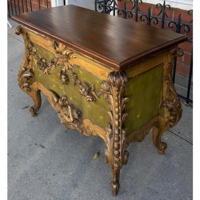 Antique 18th C Louis Vx Giltwood Walnut Chest Side Table