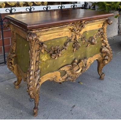 Antique 18th C Louis Vx Giltwood Walnut Chest Side Table