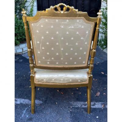 Antique 18th C Louis XVI Giltwood Fauteuil Arm Chair