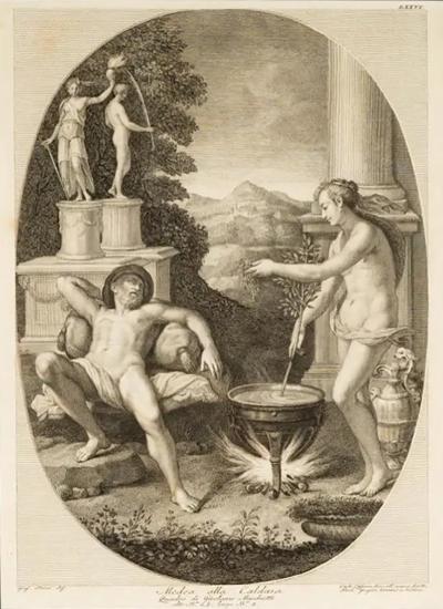 Antique 18th C Neoclassical Engraving Print in Designer Giltwood Frame