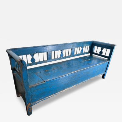 Antique 18th C Painted American Primitive Blanket Chest Bench