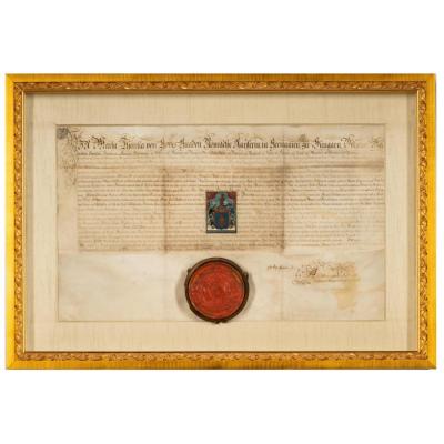 Antique 18th C Royal Seal of Maria Theresa Letter of Appointment