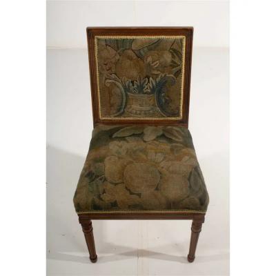 Antique 18th C Side Chairs W Tapestry Textile