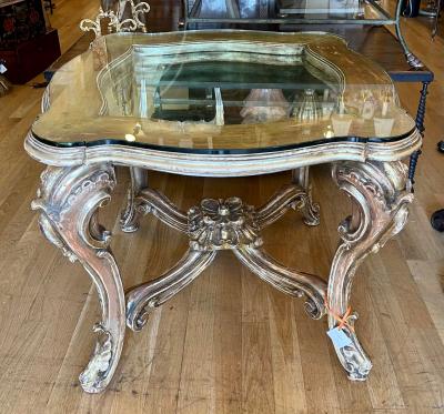 Antique 18th C Style Rococo Venetian Giltwood Table by W Antiqued Mirror