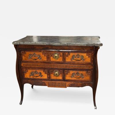 Antique 18th C Swedish Marble Top Fruitwood Chest of Drawers Commode